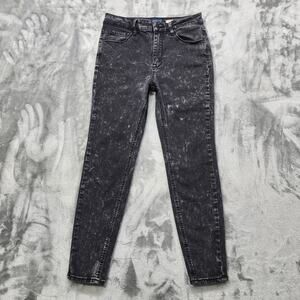 Angel Kiss Jeans Womens 7/28 Black Acid Wash Ankle Skinny Mid Rise Stretch Denim